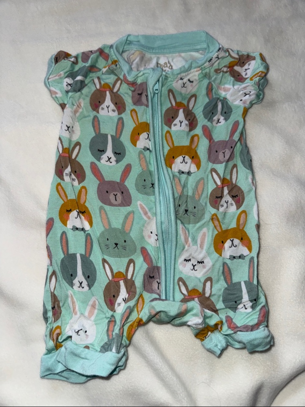 Little Sleepies Mint Bunny Print Shorty Zippy 0/3 months